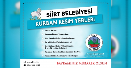 Kurban Satış ve Kesim Yerleri Belirlendi