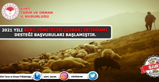 2021 Yılı Sürü Yöneticisi (Çoban) İstihdamı Desteği Başvuruları Başladı