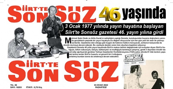 Siirt'te Sonsöz Gazetesi 46. Yaşında