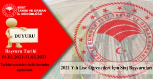 2021 Yılı Lise Öğrencileri İçin Staj Başvuruları Başladı