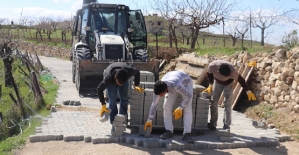 Siirt Belediyesi Bağ Yollarını Asfalt ve Parke Taşı Döşemeye Devam Ediyor