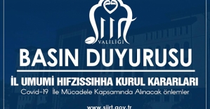 Siirt Valiliği İl Umumi Hıfzıssıhha Kurul Kararı