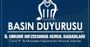 Siirt Valiliği İl Umumi Hıfzıssıhha Kurul Kararı